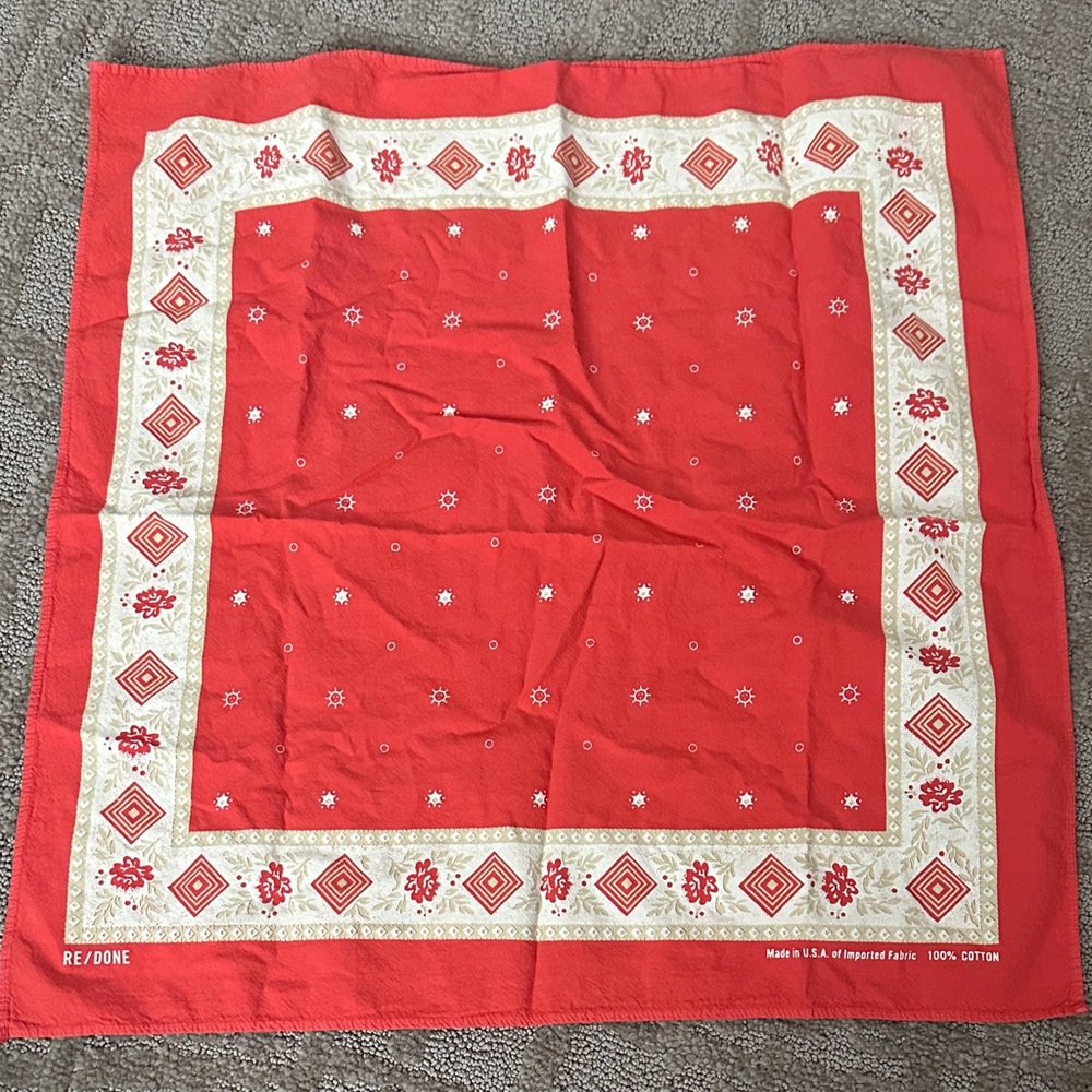 Re/Done Burnt Orange and White 60’s Bandana